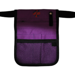nursing pouch with purple stitching