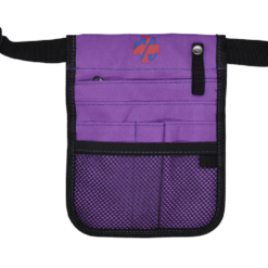 nursing pouch with purple stitching