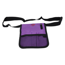nursing pouch with purple stitching
