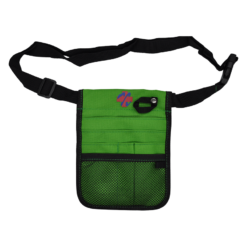 nursing pouch with light green stitching