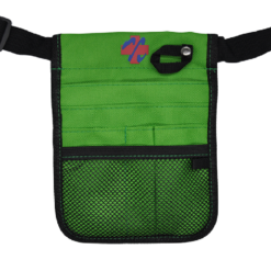 nursing pouch with light green stitching