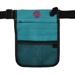 nursing pouch with green stitching