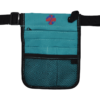 nursing pouch with green stitching
